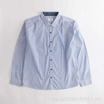 Blusa de hombre de algodón de manga larga camisas estampadas de corte regular